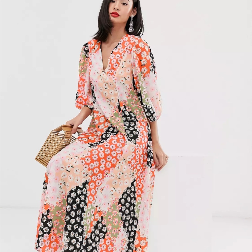 ASOS trap eze maxi dress mixed daisy print